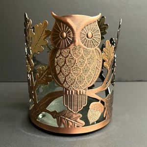 BBW Owl & Acorn 3 wick candle holder